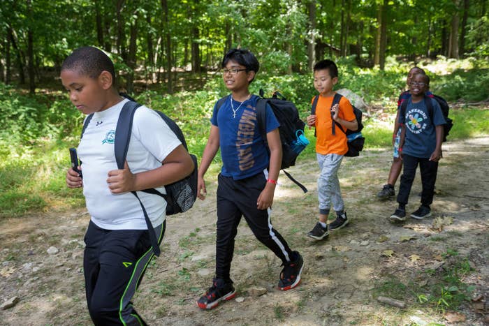Kids hiking