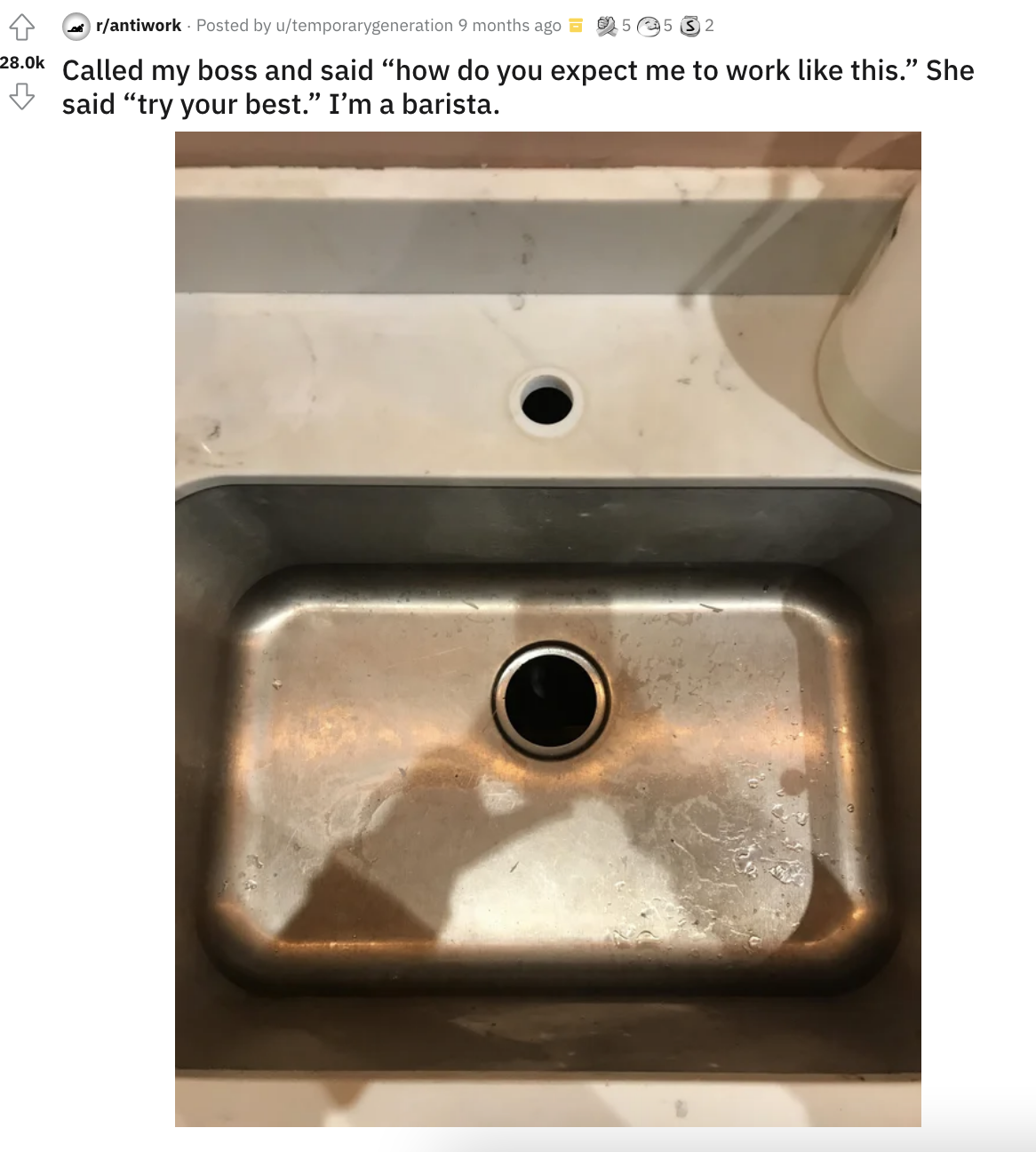 A sink without a faucet