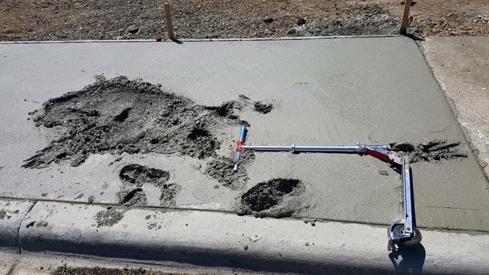 scooter in cement