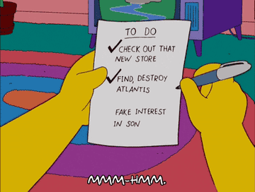 Homer Simpson checking things off his list