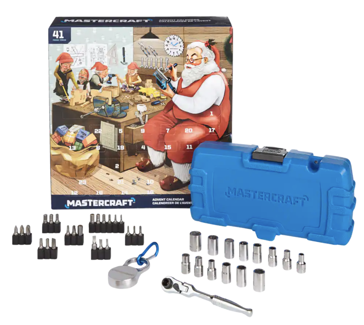 the tools in front of the advent calendar box