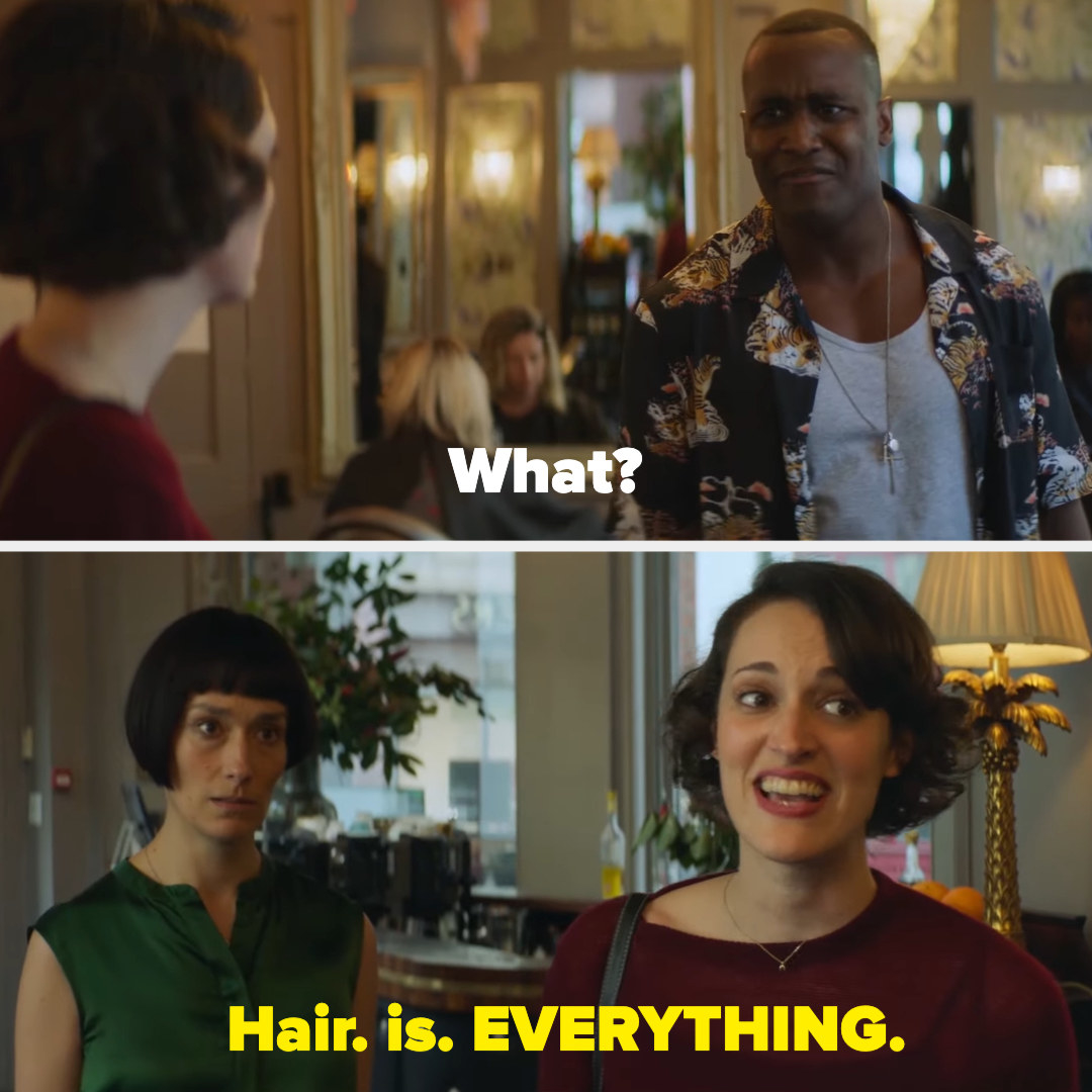 a man asking, &quot;What?&quot; and a woman saying, &quot;Hair is everything&quot;
