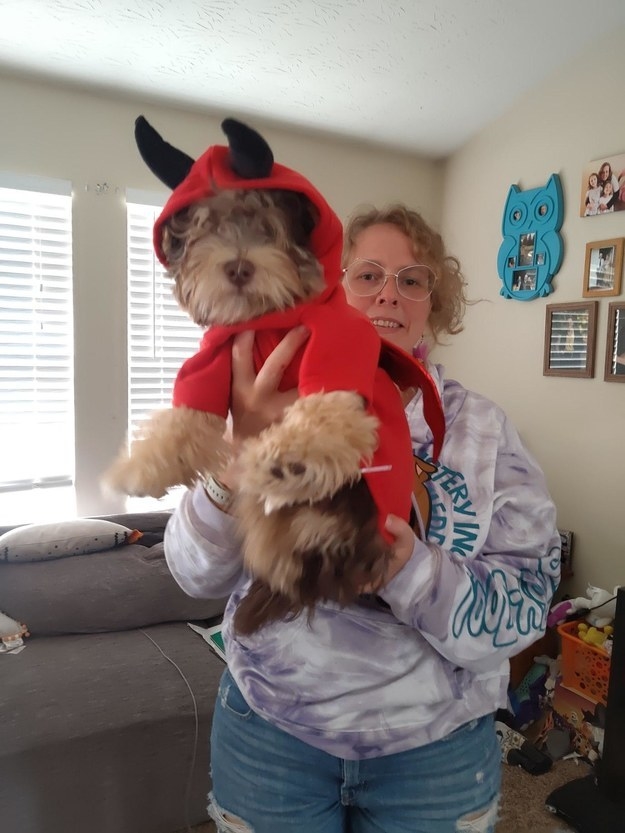 image of a dog dressed as a little devil