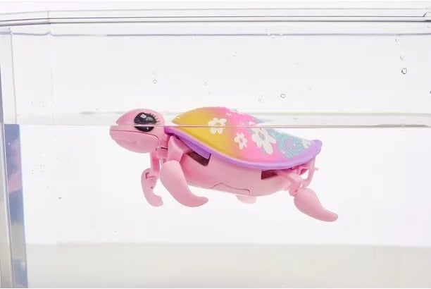 Pink turtle swimming in water