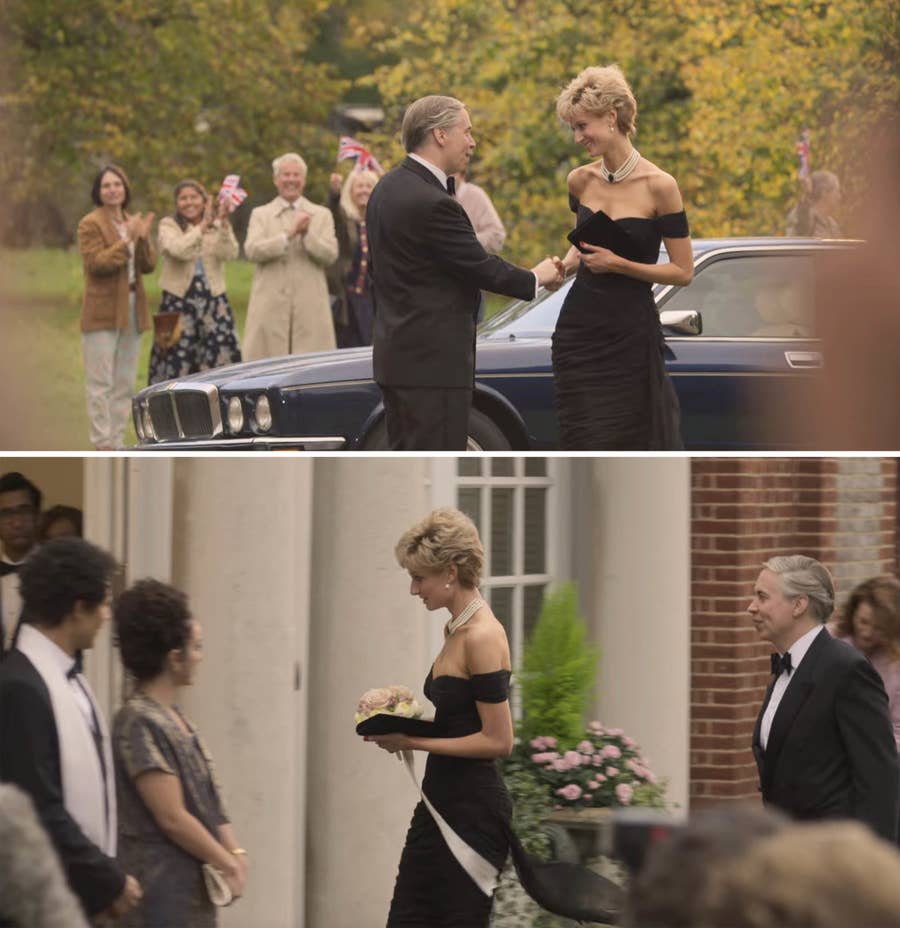 Elizabeth Debicki On The Crown Diana Revenge Dress