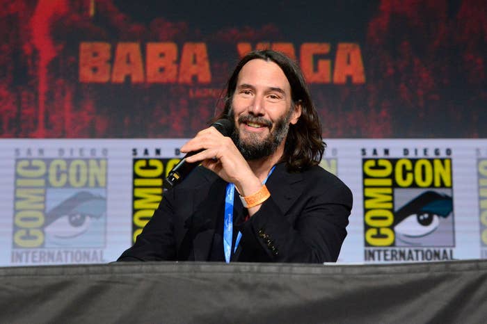 Keanu Reeves speaks onstage during &quot;Collider&quot;: Directors on Directing Panel at Comic-Con
