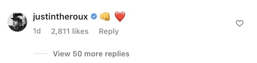 A screenshot of Justin&#x27;s comment
