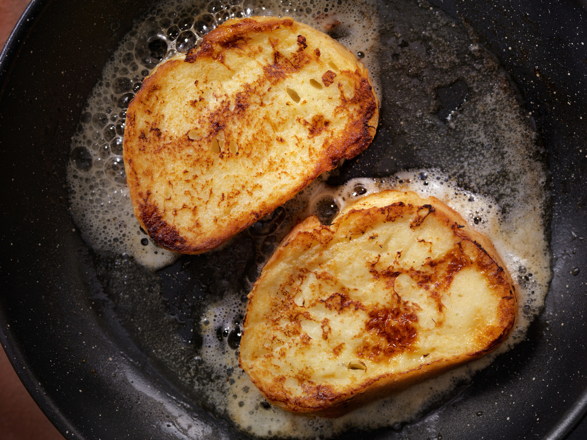 Frying French toast in butter