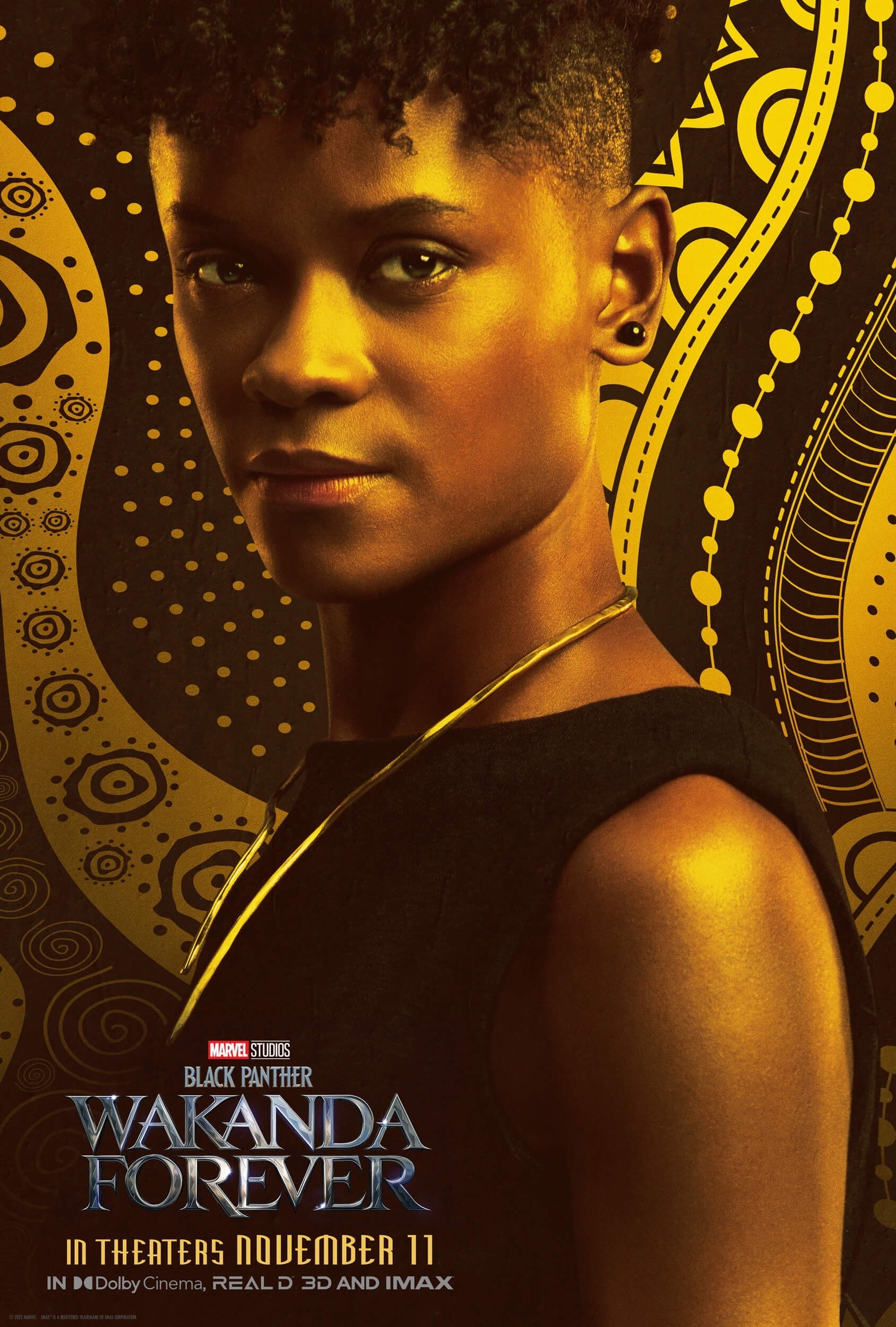 Close-up of Shuri in the movie poster
