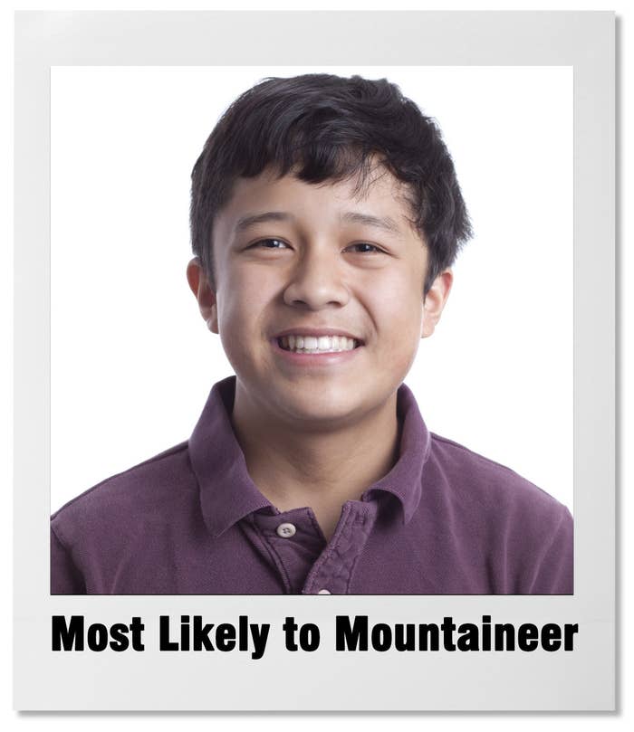 yearbook photo with text 'most likely to mountaineer'