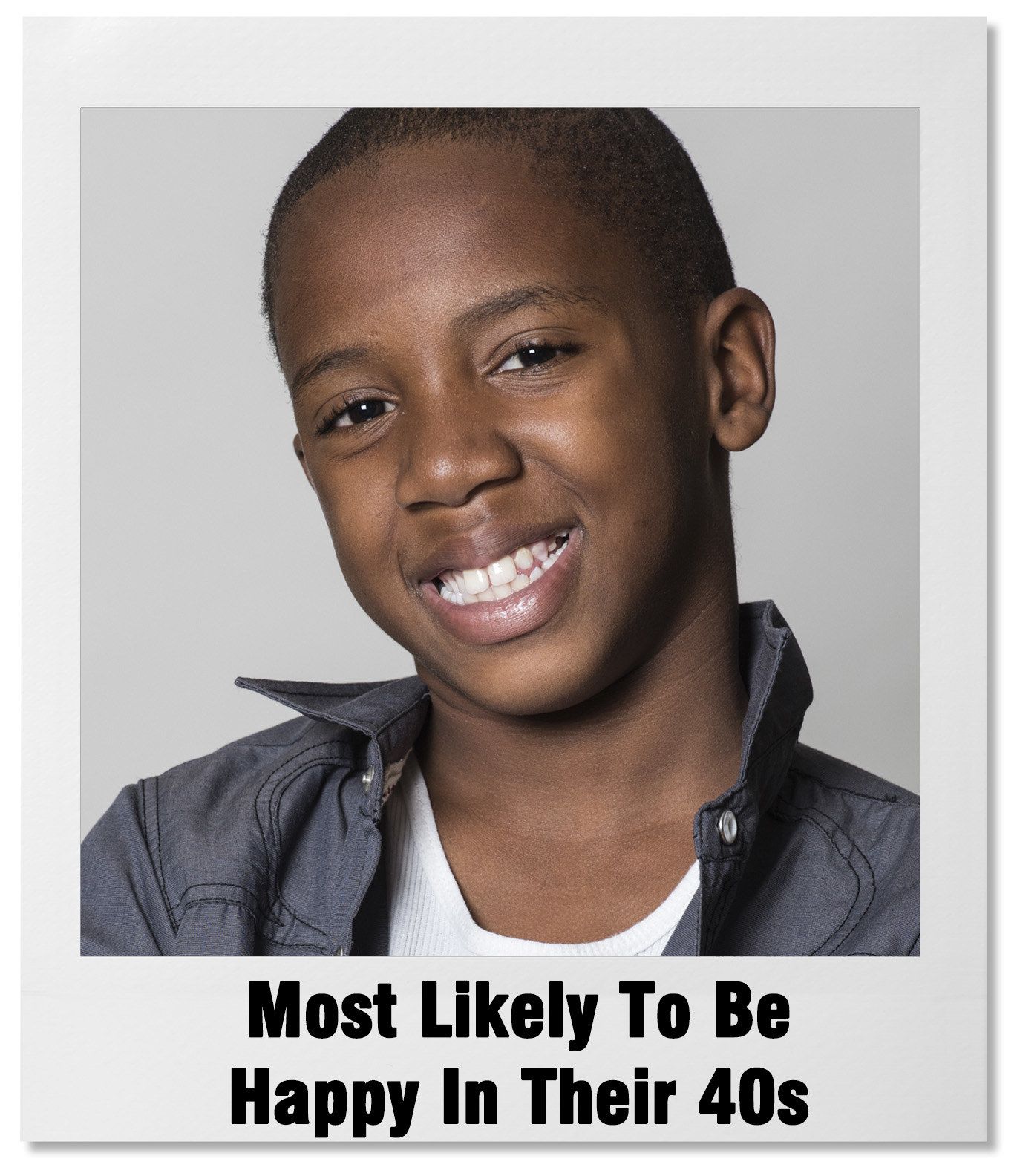 yearbook photo with text &#x27;most likely to be happy in their 40s&#x27;