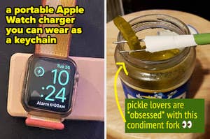 apple watch charger and condiment fork 
