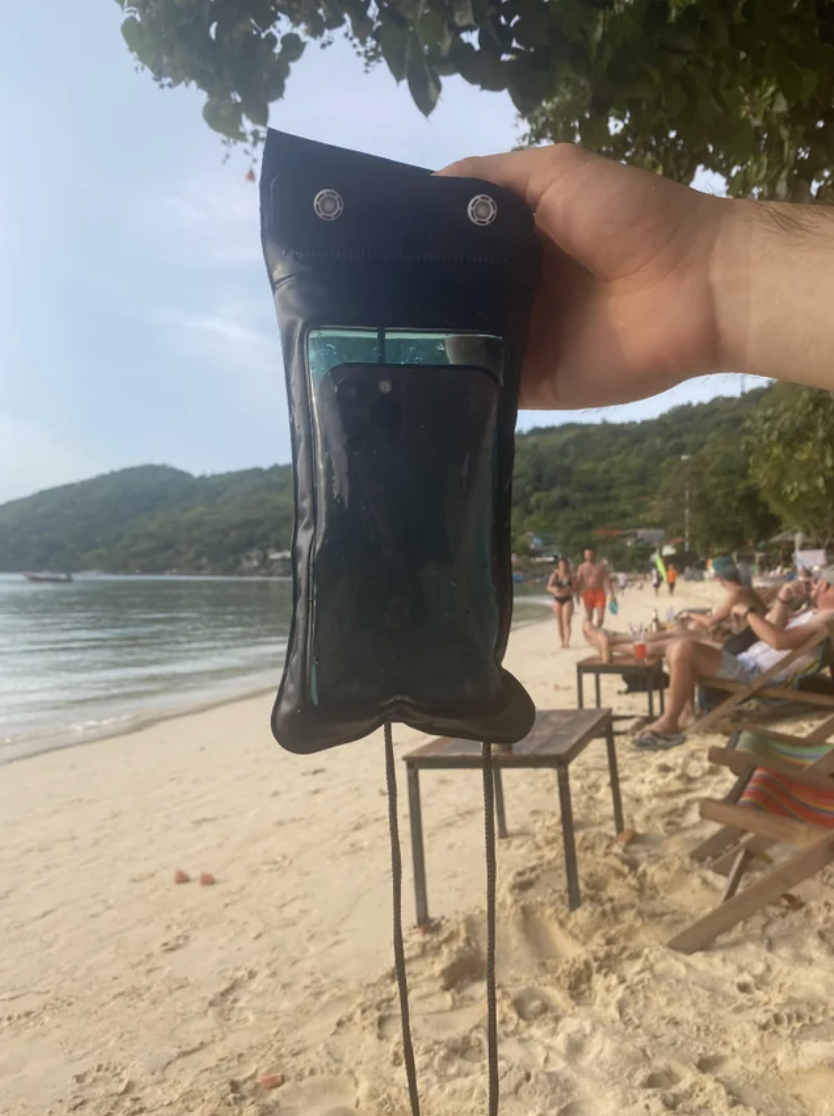 phone pouch filled with water