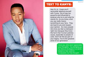 John Legend; Text he sent to Kanye West