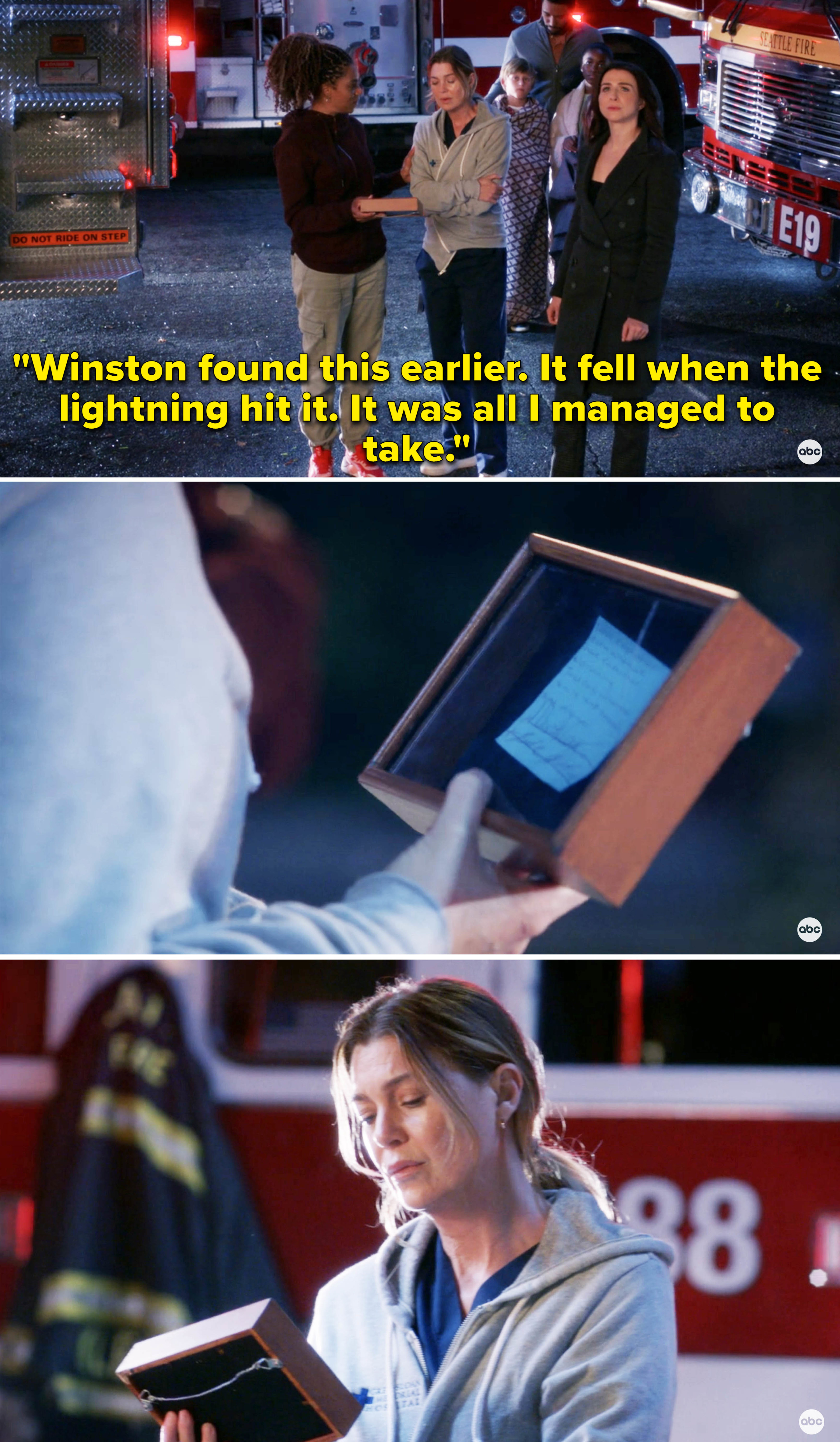 Maggie giving Meredith the framed Post-it note