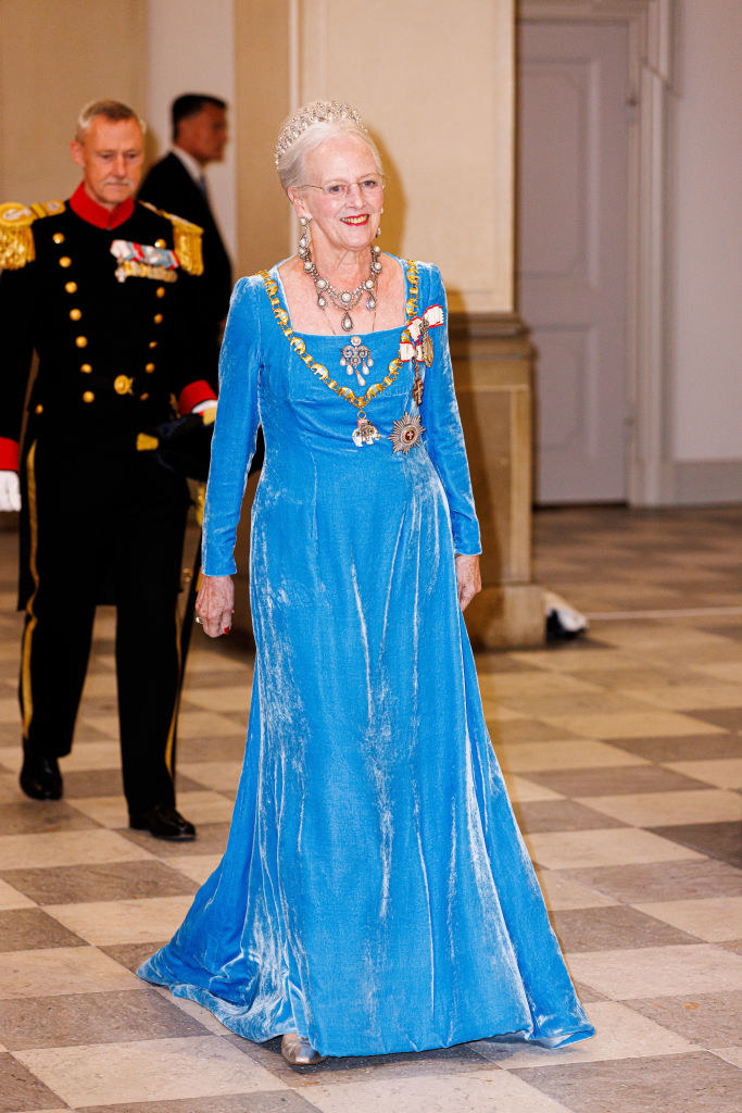 Queen Margrethe II walking and smiling