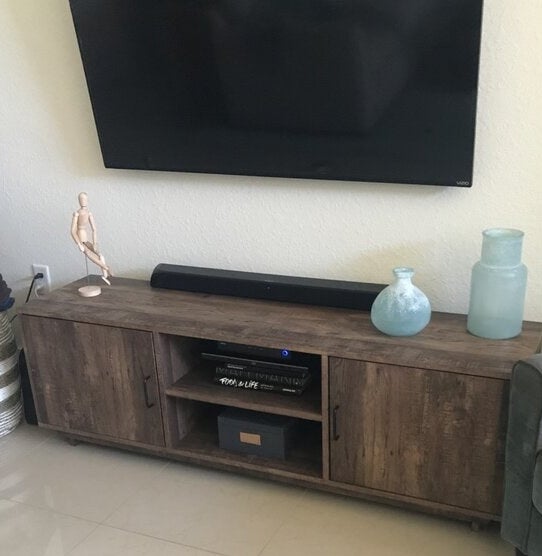 reviewer photo showing the TV/media credenza in their living room