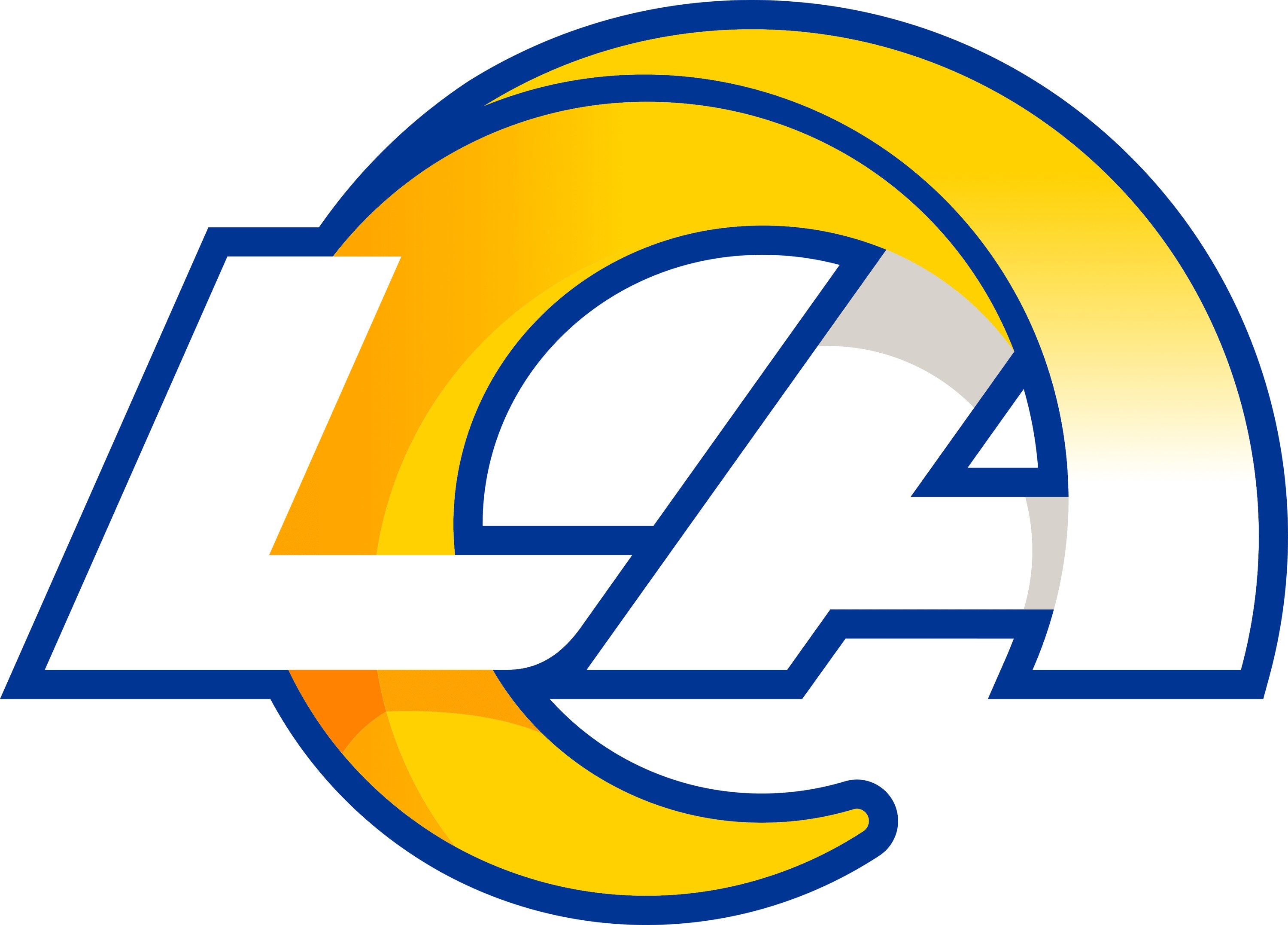the letters LA in the shape of ram horns