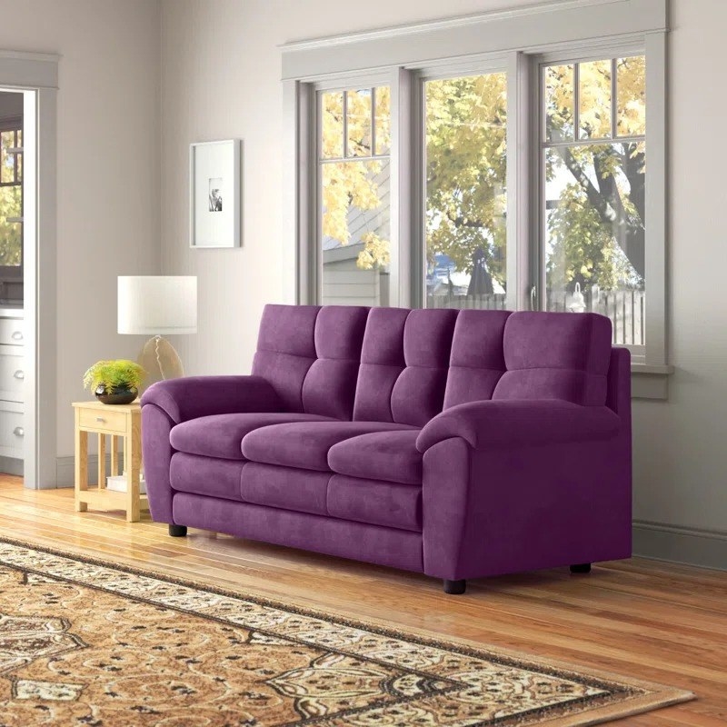 the eggplant colored couch