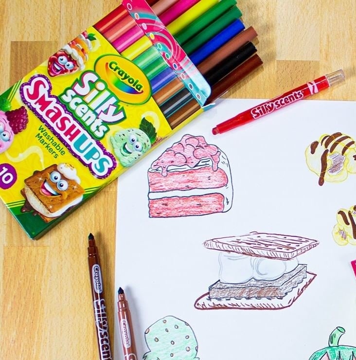 a drawing of sweets with the pack of markers beside it