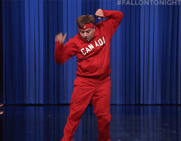mike myers dancing in a canada tracksuit on jimmy fallon