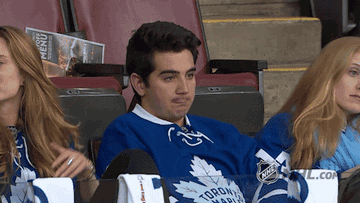 gif of a sad maple leaf fan in the stands