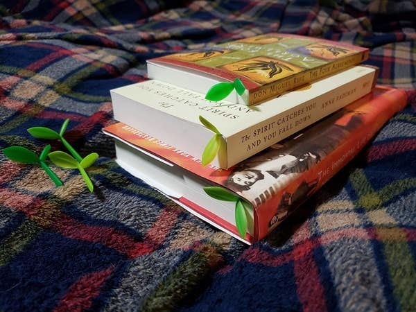 the little sprout bookmarks in several books from a reviewer