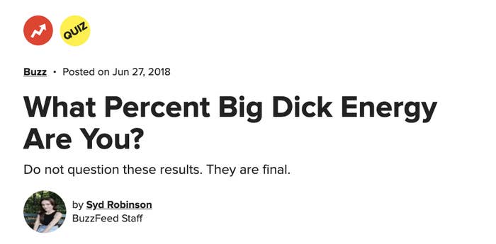 &quot;What percent Big Dick Energy are you?