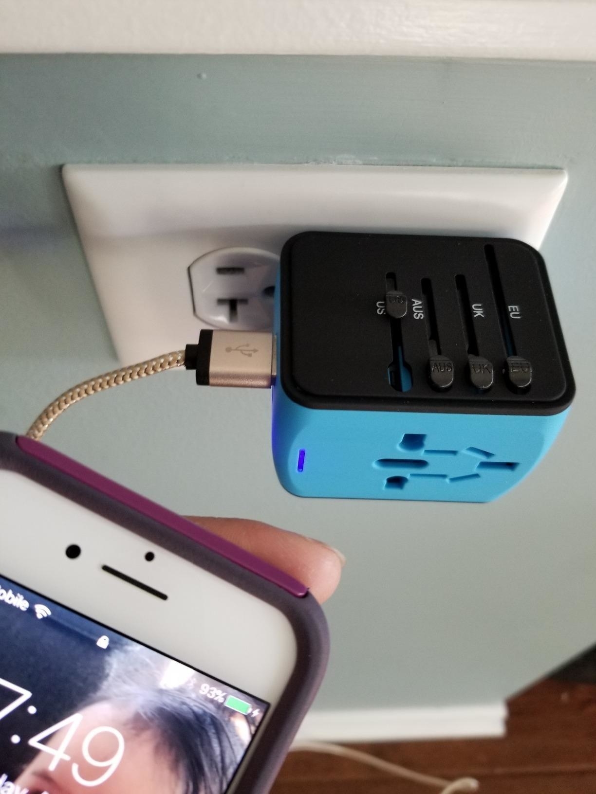 reviewer photo of blue travel converter