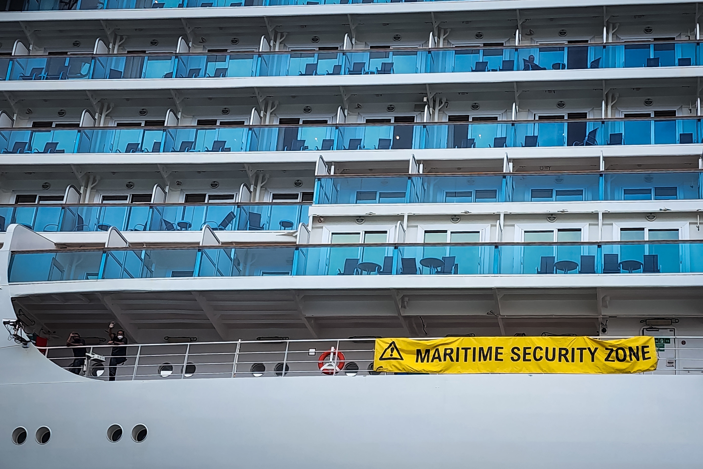 Close-up of cruise ship