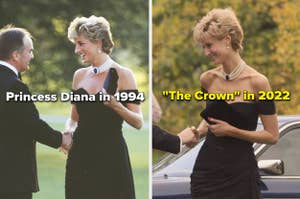 Princess Diana in the revenge dress vs The Crown