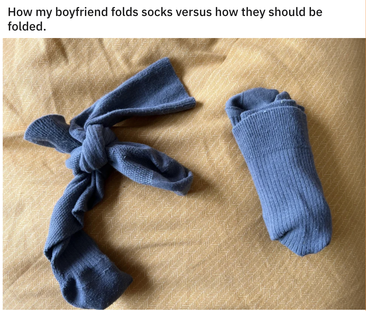 A pair of socks tied into a knot