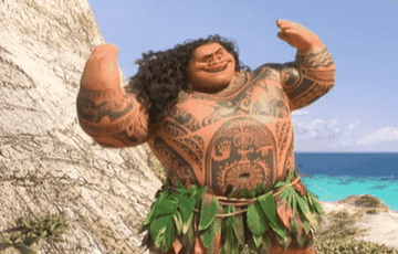 GIF of Maui from Moana singing &quot;you&#x27;re welcome&quot;