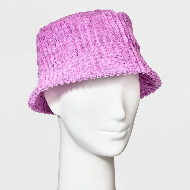 pink corduroy bucket hat