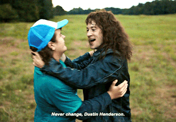 Eddie on Stranger Things saying, &quot;Never change, Dustin Henderson&quot;