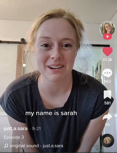 Sara introducing herself in a video