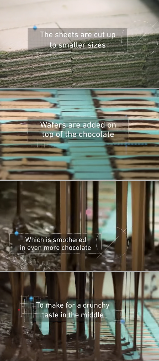 A factory look at how Kit Kats are made, from the wafers to the chocolate being poured on top