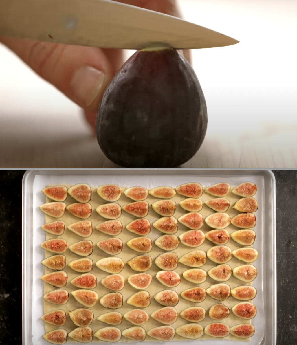 Ina Garten cutting figs and placing them on a tray