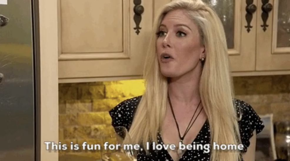 A woman saying, "This is fun for me — I love being home"