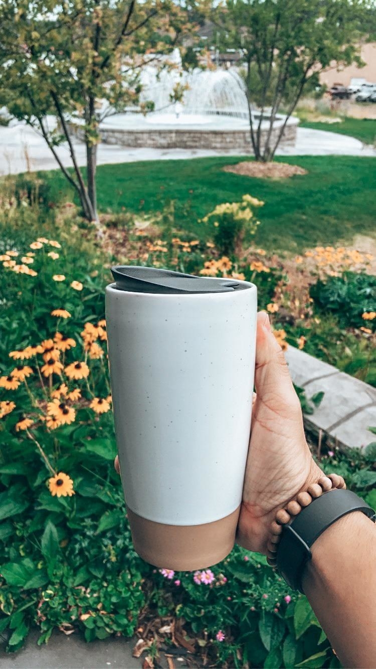 Reviewer&#x27;s photo of the coffee mug in the color Cotton White