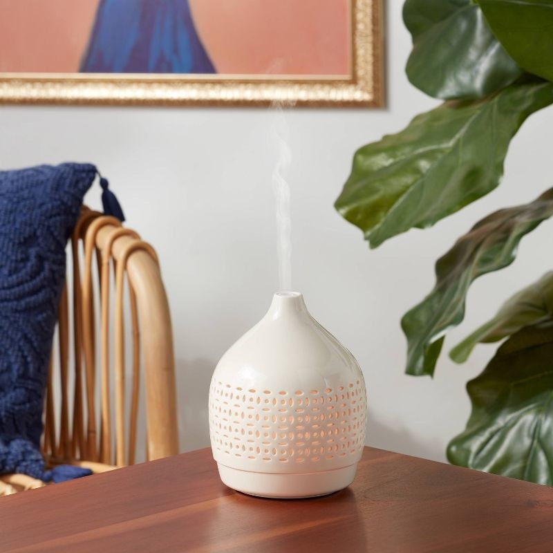 the oil diffuser on a tabletop