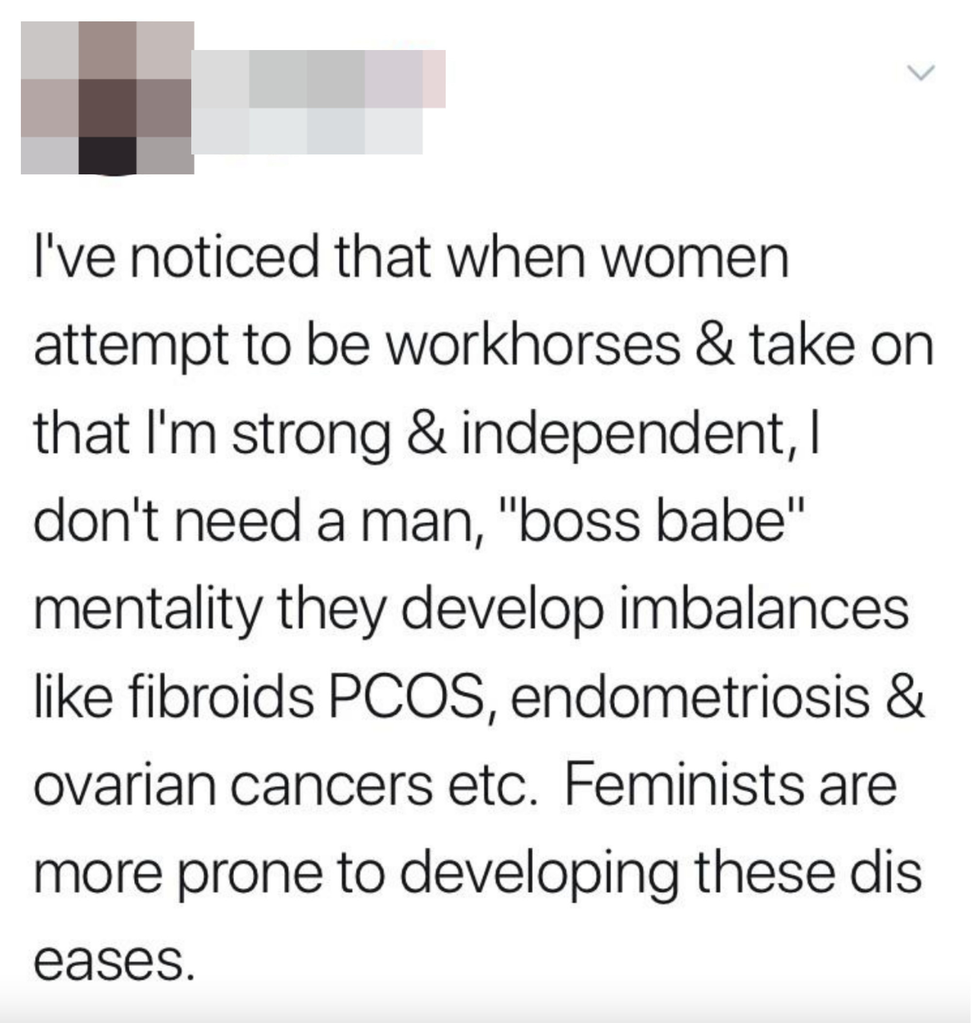 &quot;Feminists are more prone to developing these diseases&quot;