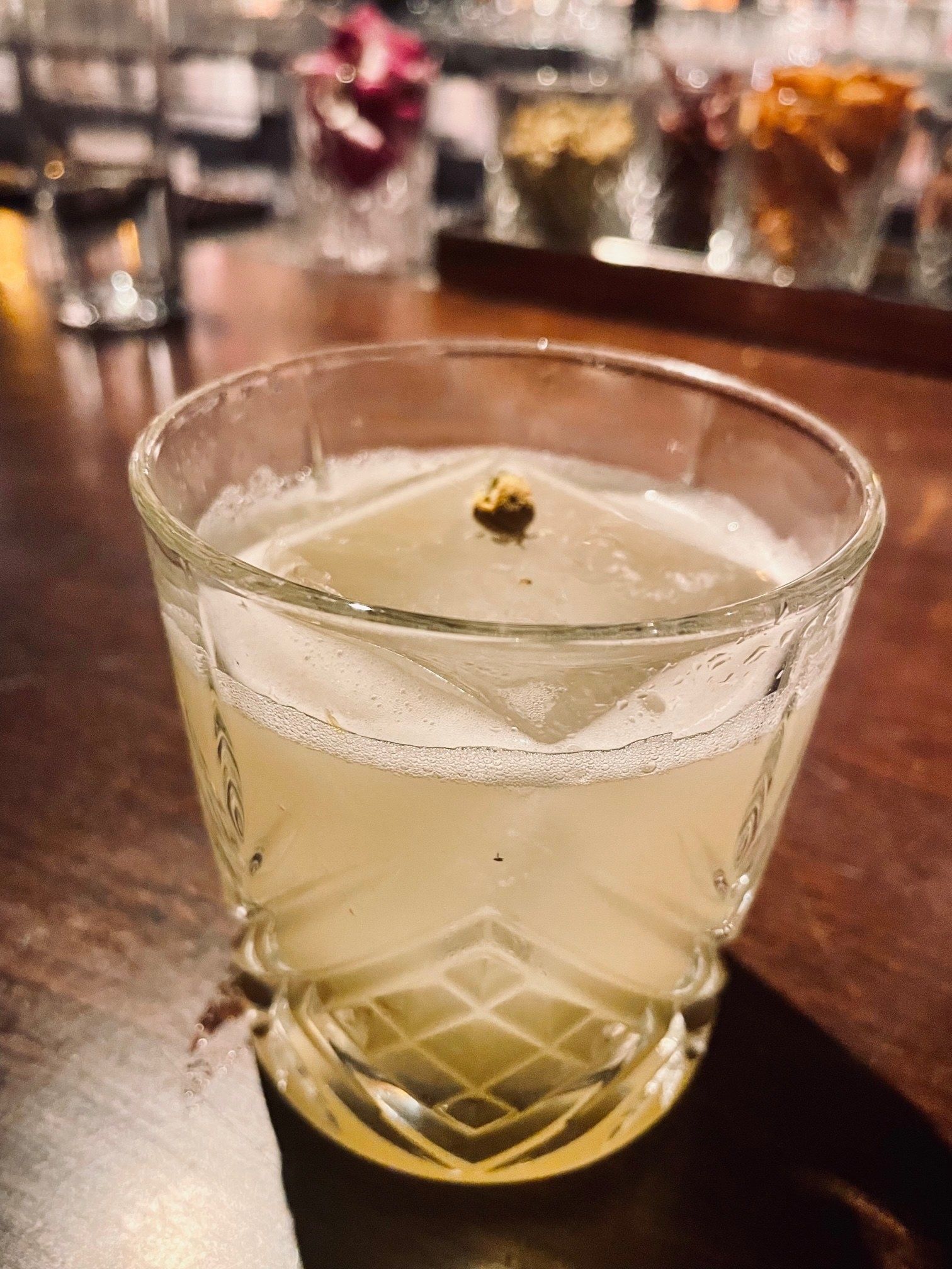 A cocktail on a bar