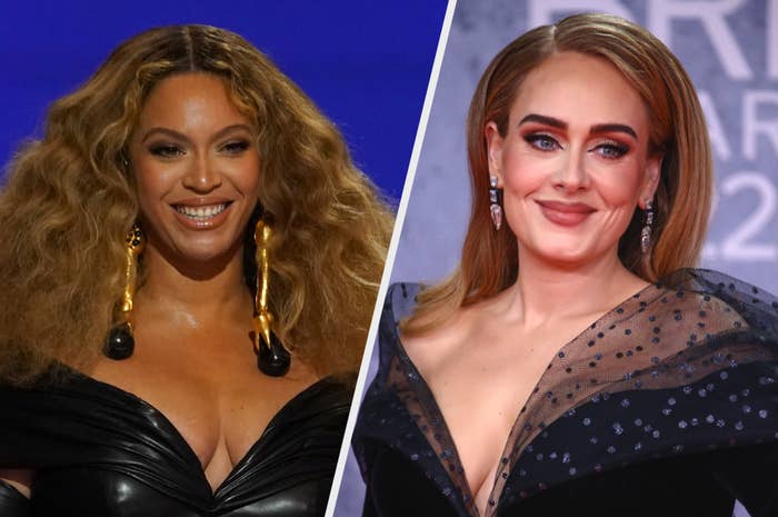 Beyoncé and Adele are shown in a composite image