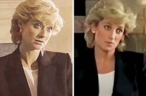 Elizabeth Debicki as Princess Diana in the Crown vs Princess Diana in 1995