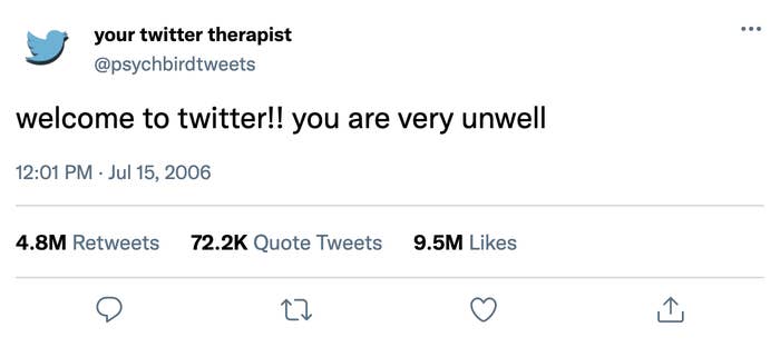 tweet from 2006, &quot;welcome to twitter! you are very unwell&quot;
