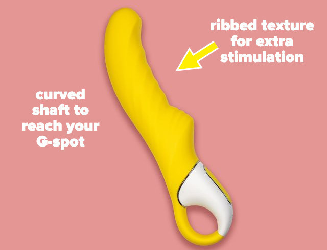 Yellow ribbed g-spot vibrator