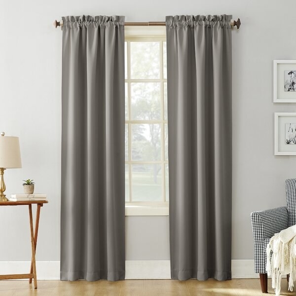 The curtains in gray on a window