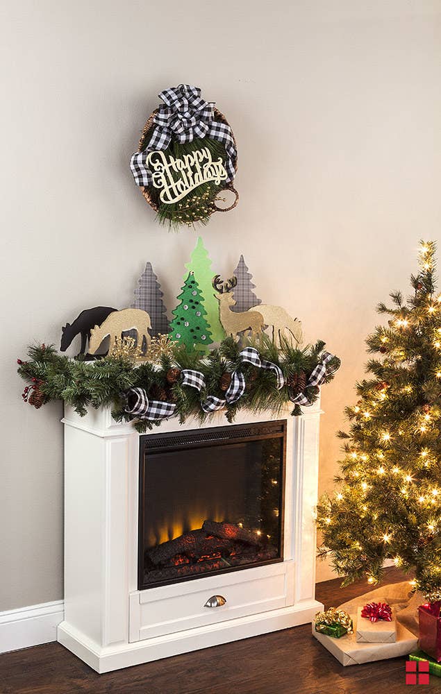 DIY wreath over fireplace