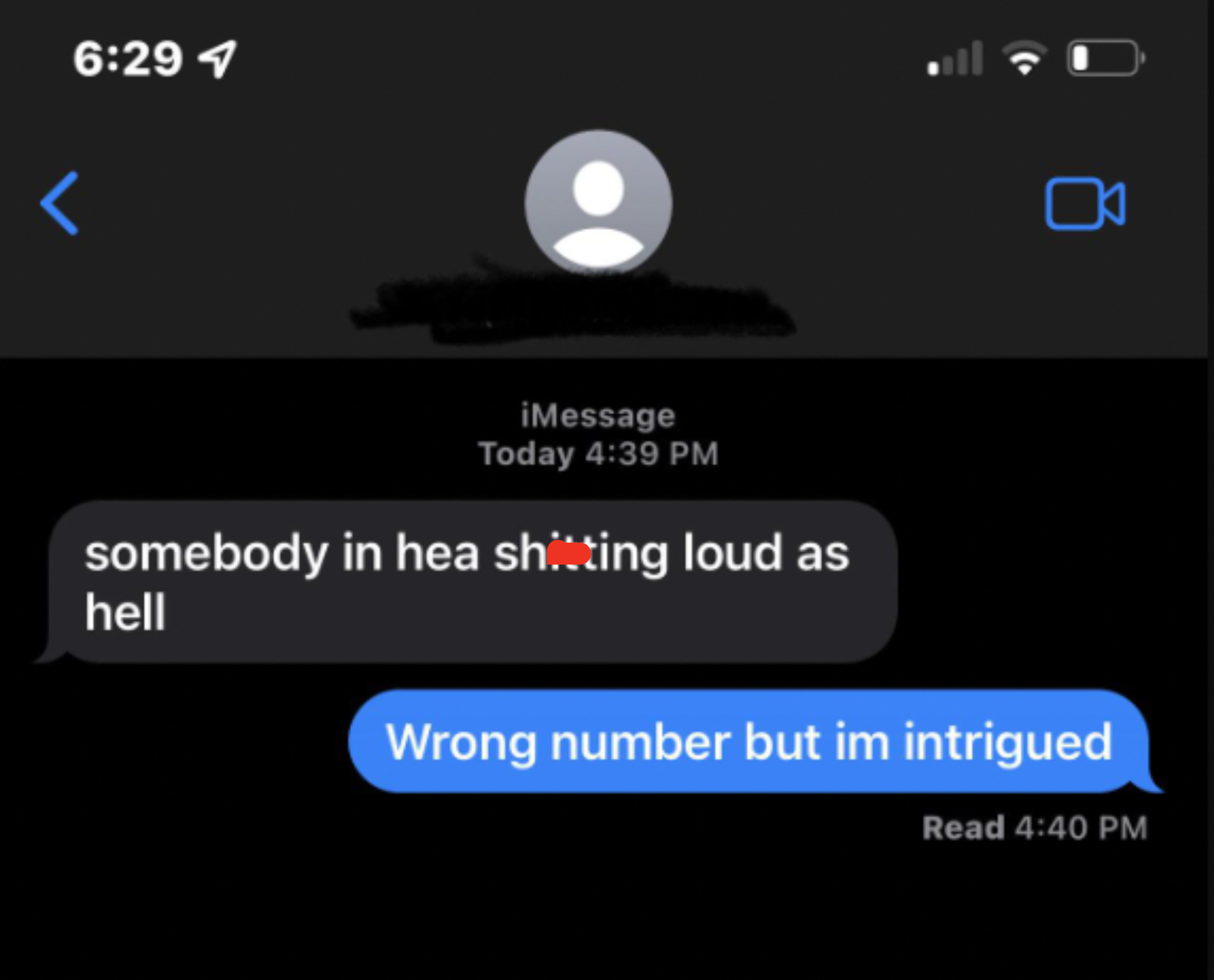 wrong number text of someone saying someone is poopin loud